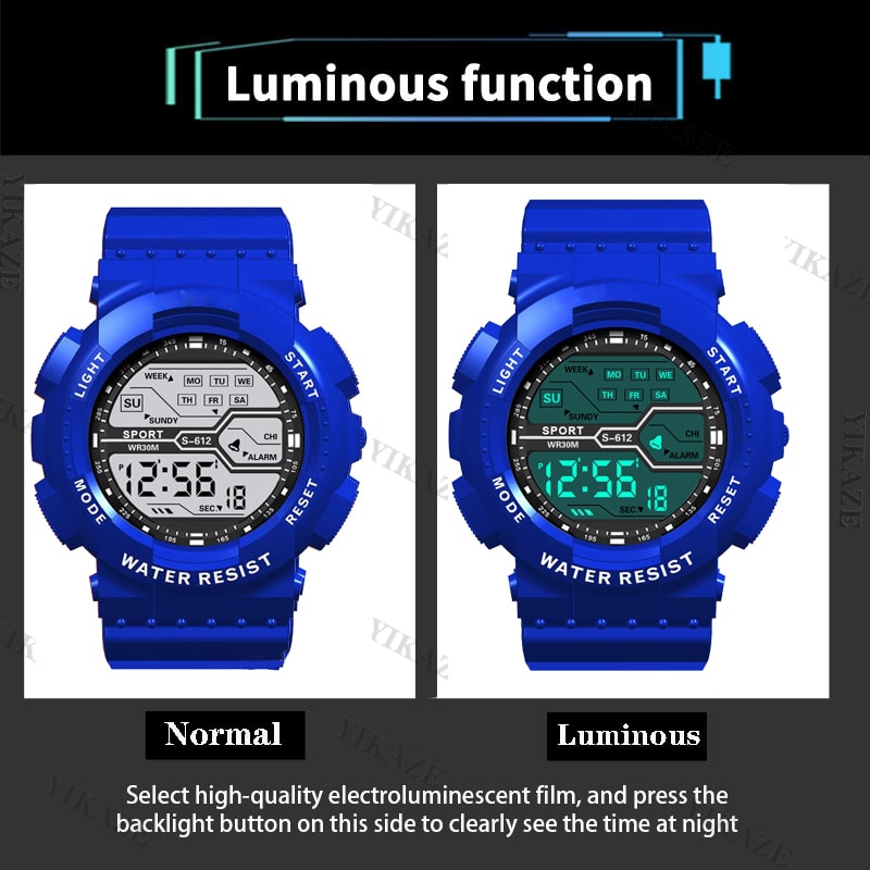 Mens Waterproof Digital Sports Watch With Luminous Display 4