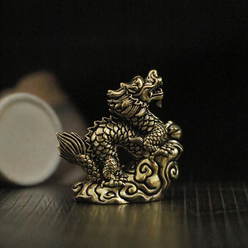 Antique Brass Dragon Statue With Movable Joints For Desk Decor 4