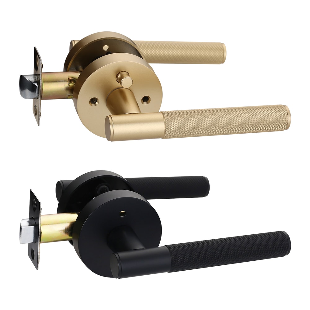 Privacy Door Handle With Knurled Lever For Bedroom Bathroom Doors 0