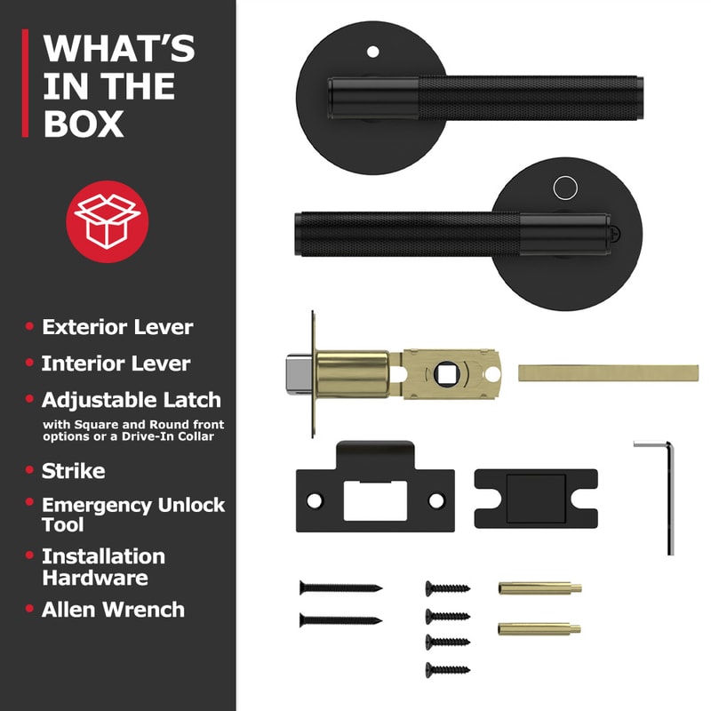 Privacy Door Handle With Knurled Lever For Bedroom Bathroom Doors 2