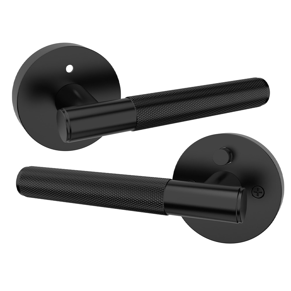 Privacy Door Handle With Knurled Lever For Bedroom Bathroom Doors 3