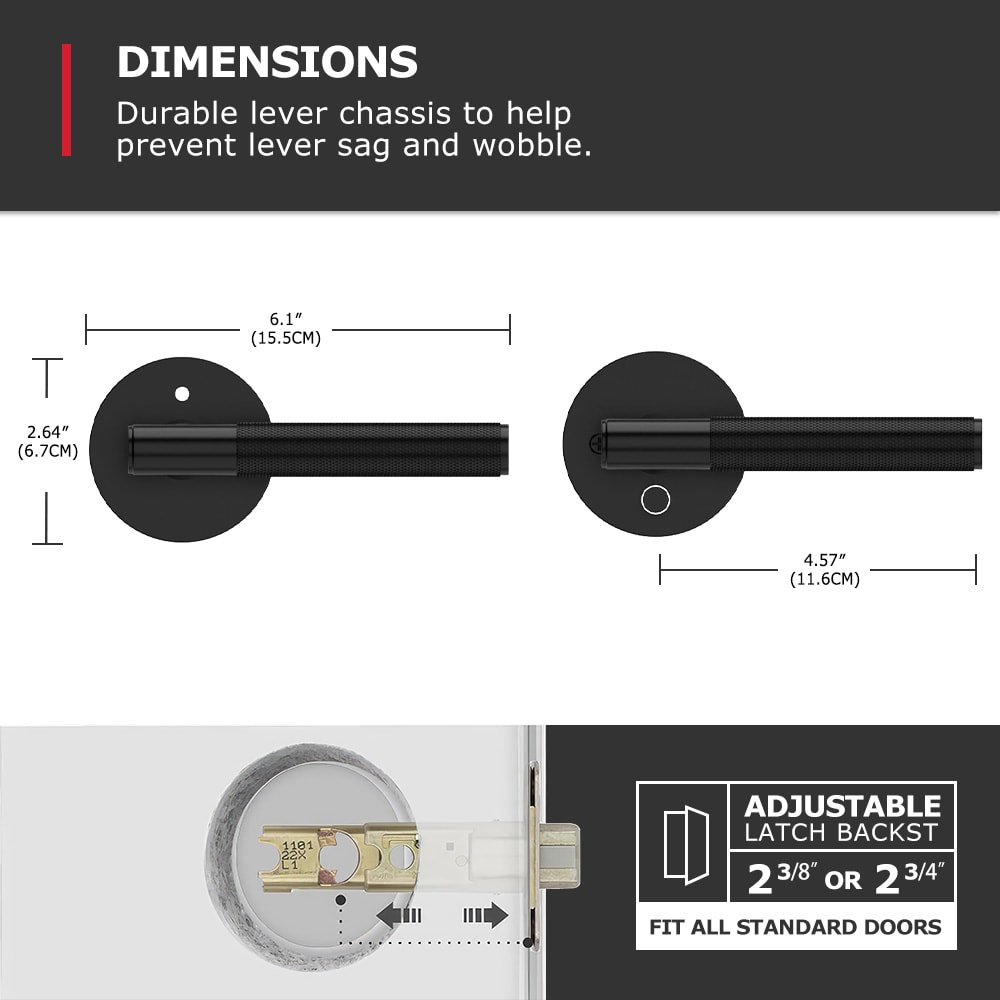 Privacy Door Handle With Knurled Lever For Bedroom Bathroom Doors 4