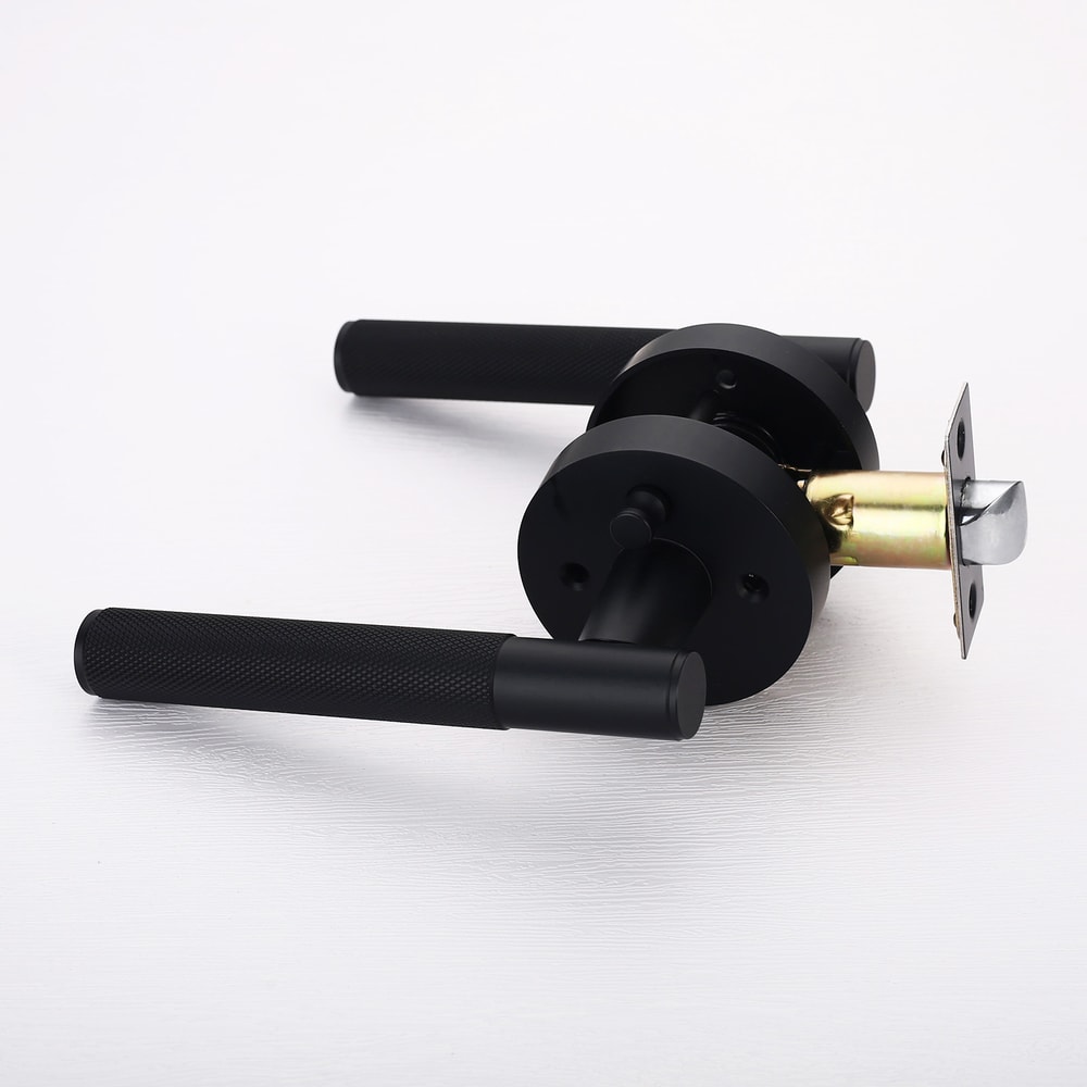 Privacy Door Handle With Knurled Lever For Bedroom Bathroom Doors 7