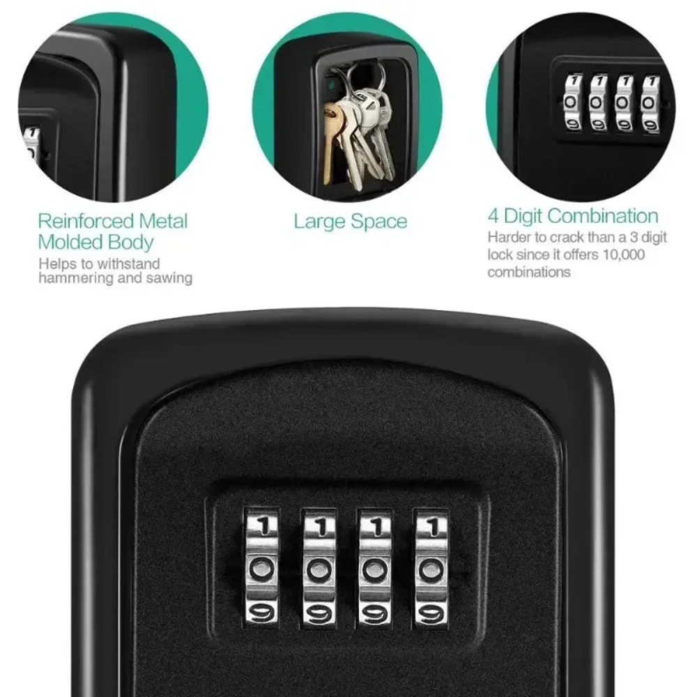 Wall Mounted Key Lock Box With Digit Combination 3