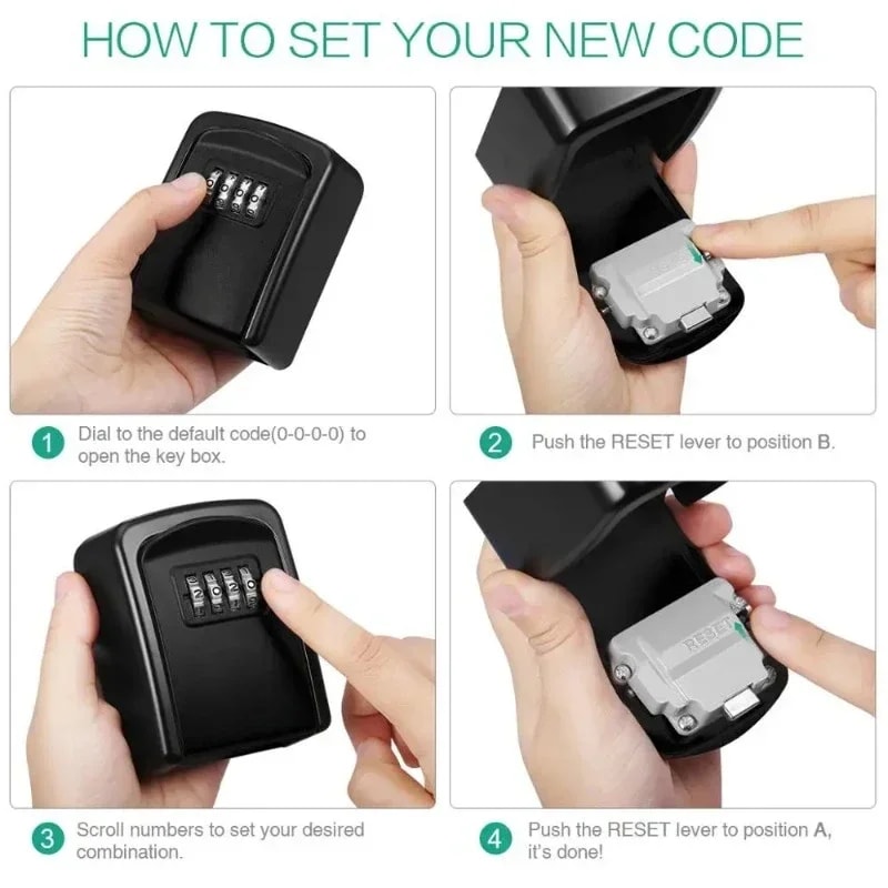 Wall Mounted Key Lock Box With Digit Combination 4