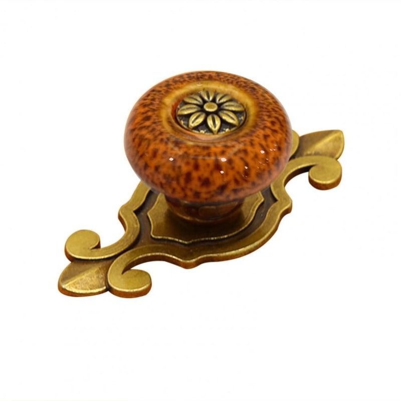 Vintage Floral Ceramic Cabinet Knobs With Antique Bronze Pull Handle 6