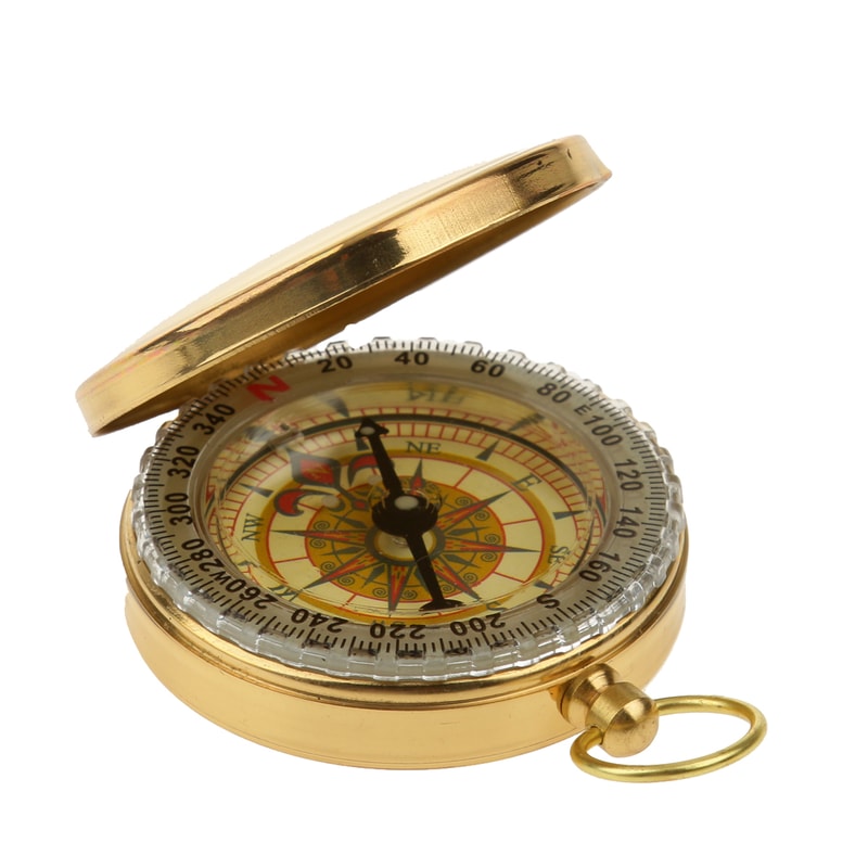 Vintage Brass Pocket Compass with Luminous Dial for Hiking Camping and Travel