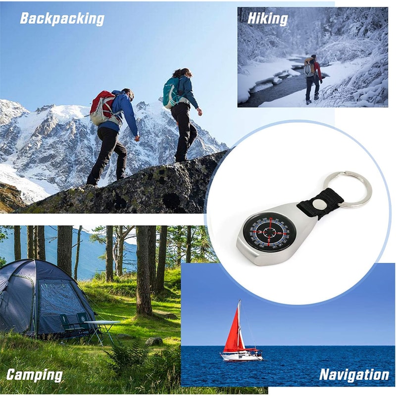 Waterproof Military Compass Keychain for Hiking Camping and Survival Gear
