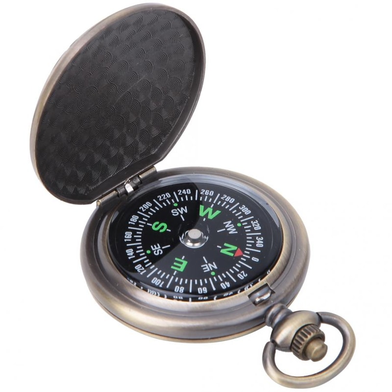 Vintage Flip Open Pocket Compass for Camping Hiking and Outdoor Navigation