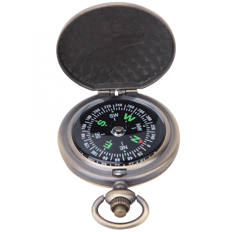Vintage Flip Open Pocket Compass for Camping Hiking and Outdoor Navigation
