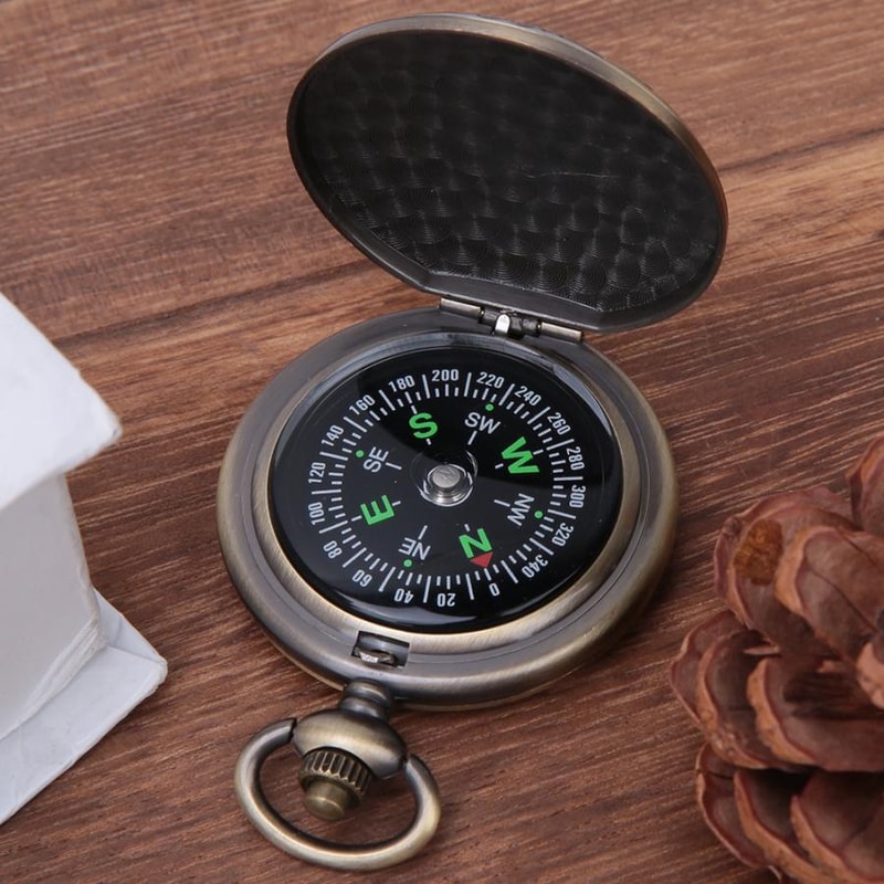 Vintage Flip Open Pocket Compass for Camping Hiking and Outdoor Navigation
