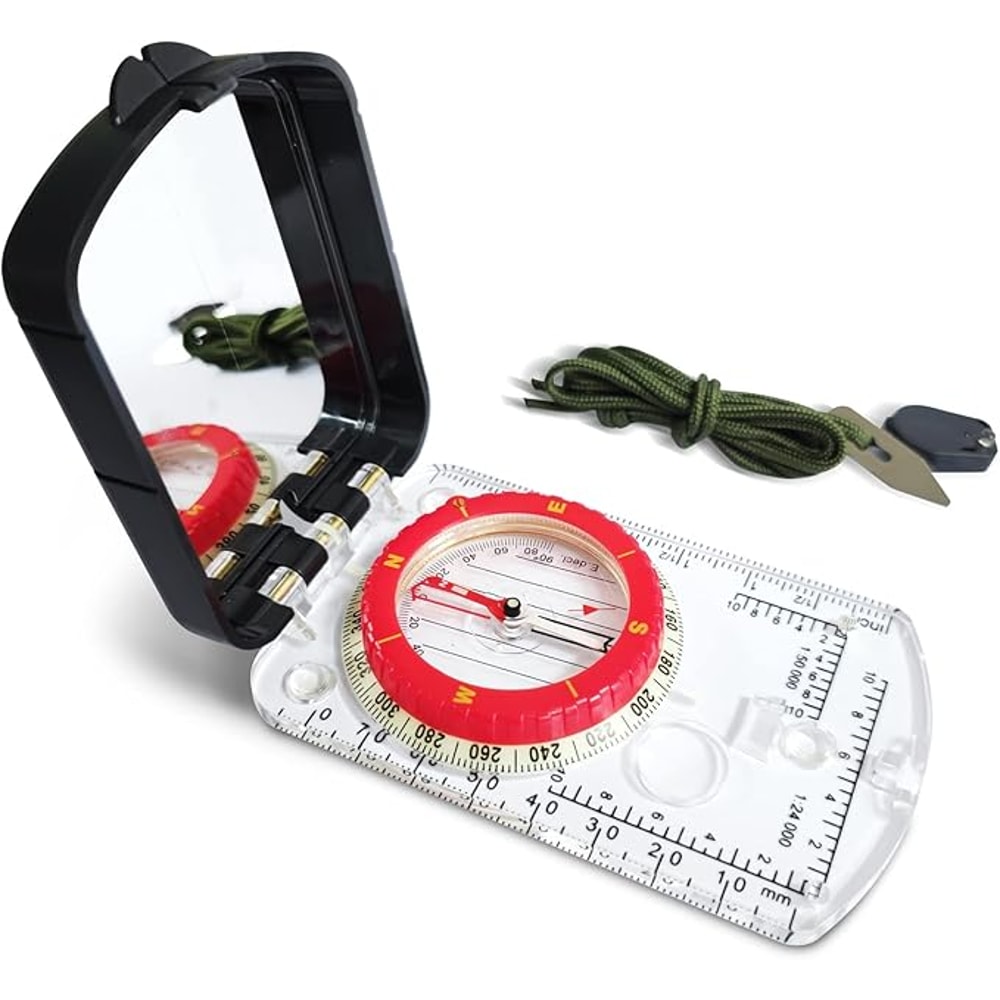 Adjustable Mirror Sighting Hiking Compass With Night Light