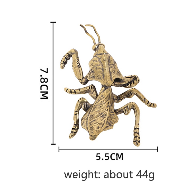 Brass Mantis Figurine Copper Insect Sculpture for Desk Decor