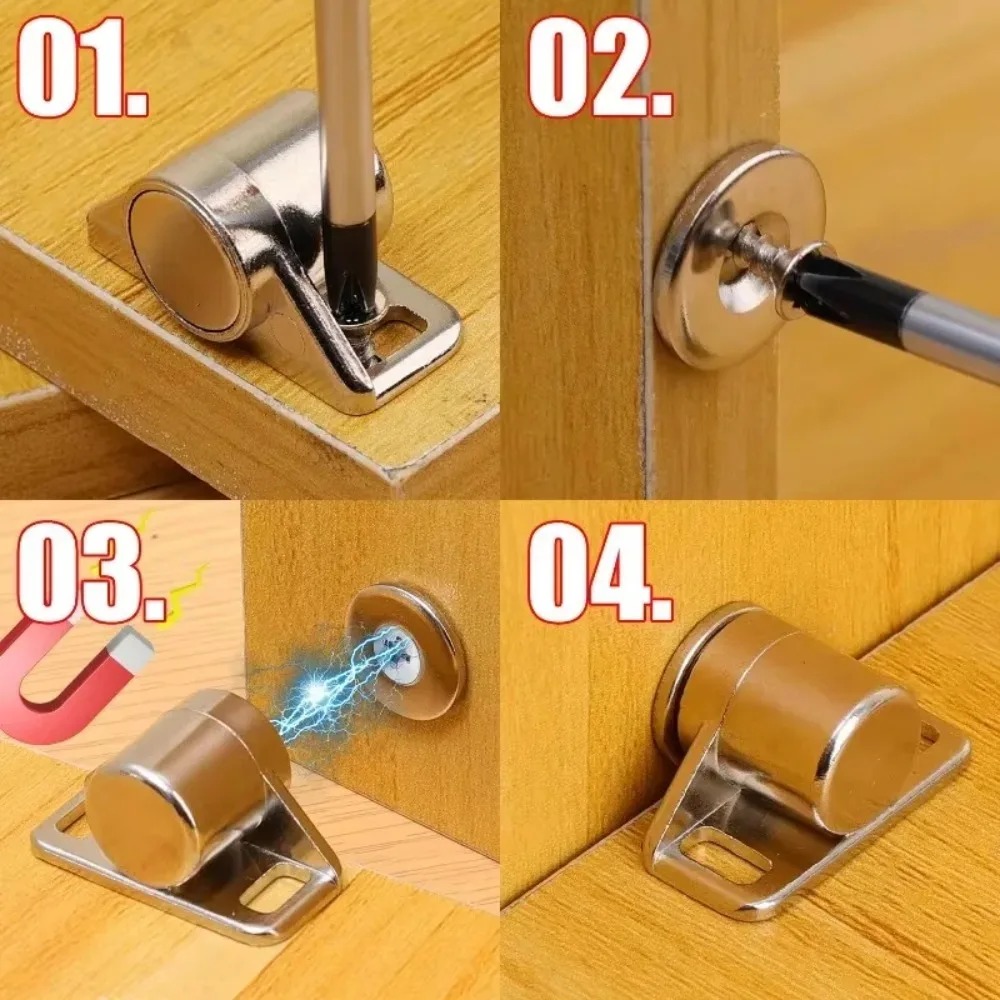 Magnetic Cabinet Door Latches With Screws Strong Alloy Drawer Catch For Secure Closures 3