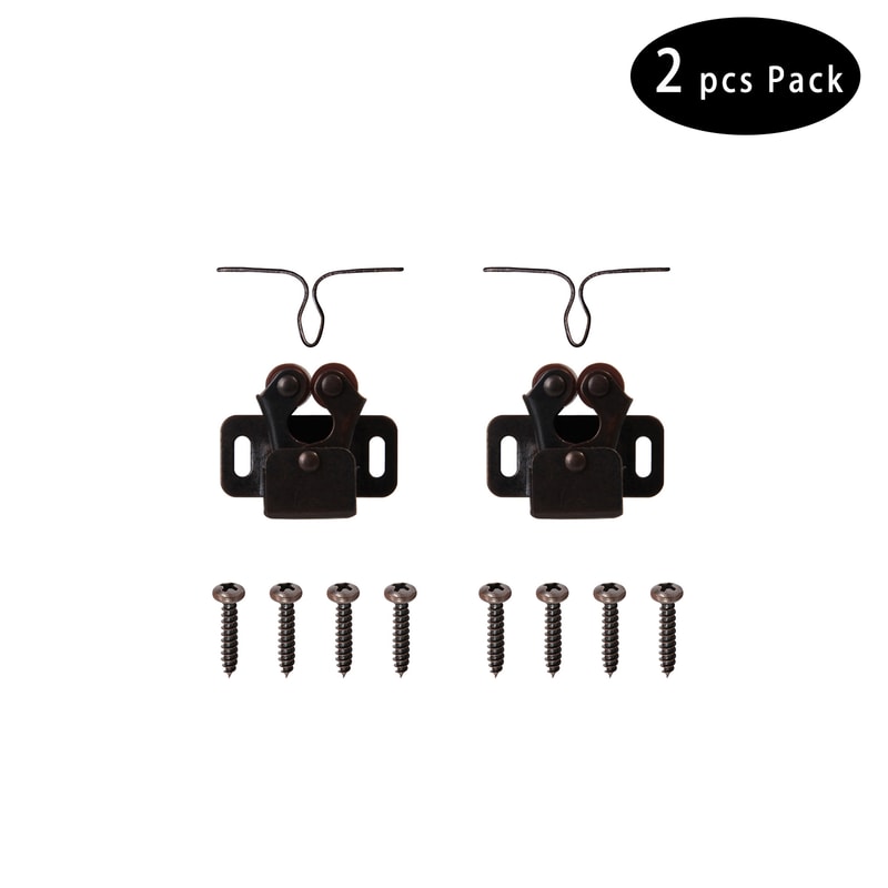 Antique Copper Furniture Door Stoppers Twin Roller Cabinet Latch With Striker Screws 8