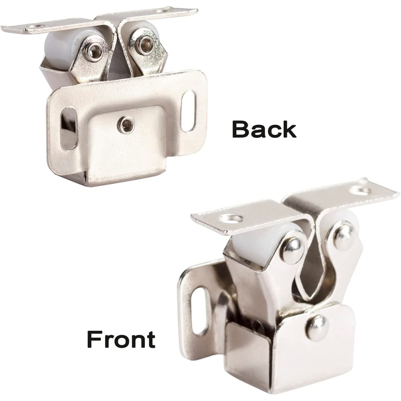 Antique Copper Furniture Door Stoppers Twin Roller Cabinet Latch With Striker Screws 5