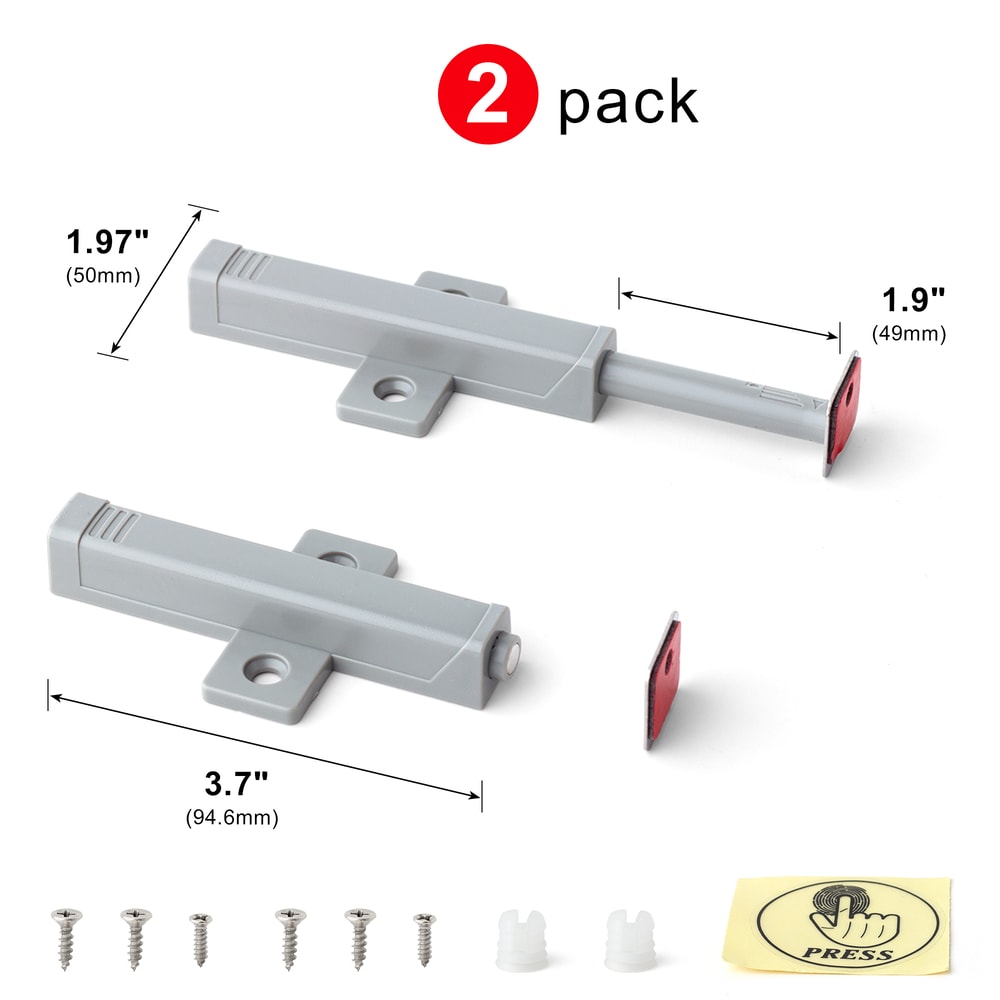 Gray Magnetic Catch Push to Open Cabinet Latch for Kitchen Doors and Drawers