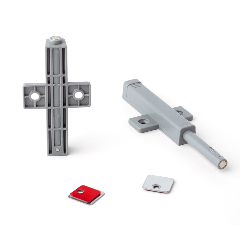 Gray Magnetic Catch Push to Open Cabinet Latch for Kitchen Doors and Drawers