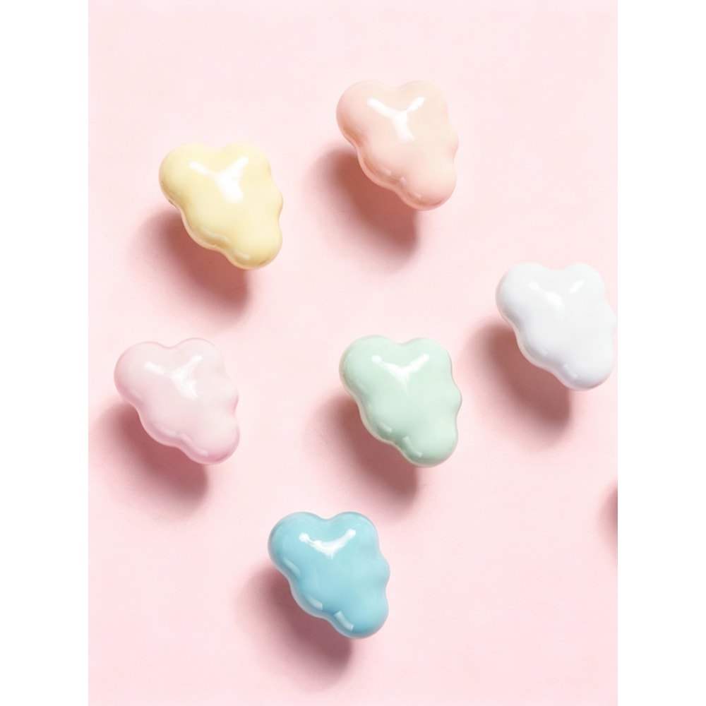 Ceramic Brass Cloud Cabinet Knob Decorative Drawer Pull For Kids Room Wardrobe Door With Screw 1