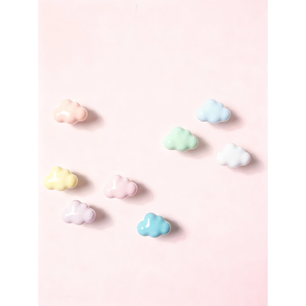 Ceramic Brass Cloud Cabinet Knob Decorative Drawer Pull For Kids Room Wardrobe Door With Screw 2