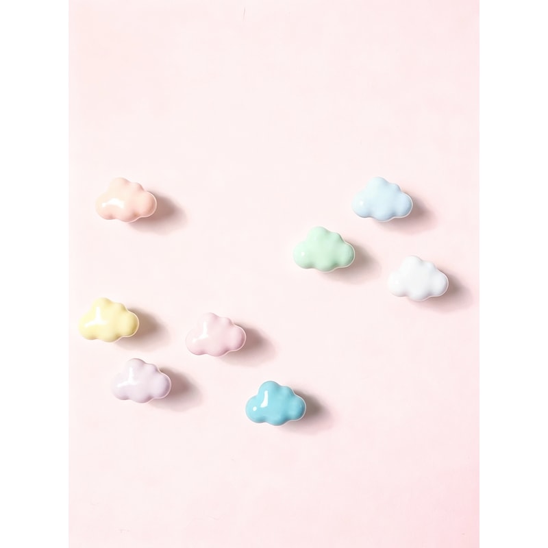 Ceramic Brass Cloud Cabinet Knob Decorative Drawer Pull For Kids Room Wardrobe Door With Screw 2