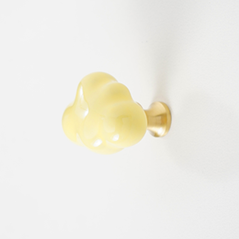 Ceramic Brass Cloud Cabinet Knob Decorative Drawer Pull For Kids Room Wardrobe Door With Screw 7