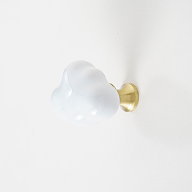 Ceramic Brass Cloud Cabinet Knob Decorative Drawer Pull For Kids Room Wardrobe Door With Screw 8