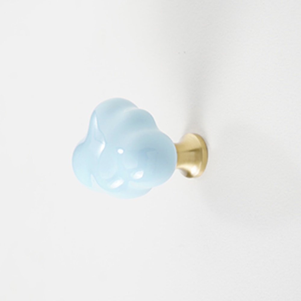 Ceramic Brass Cloud Cabinet Knob Decorative Drawer Pull For Kids Room Wardrobe Door With Screw 9