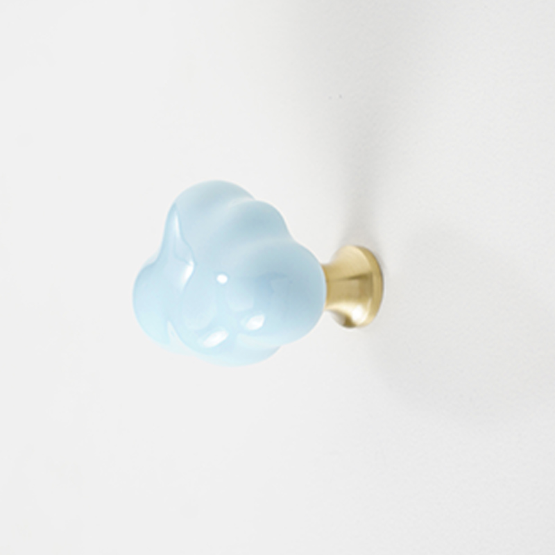 Ceramic Brass Cloud Cabinet Knob Decorative Drawer Pull For Kids Room Wardrobe Door With Screw 9