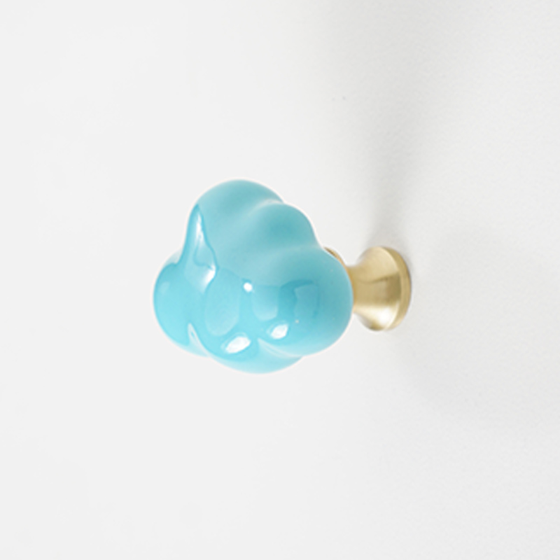Ceramic Brass Cloud Cabinet Knob Decorative Drawer Pull For Kids Room Wardrobe Door With Screw 6