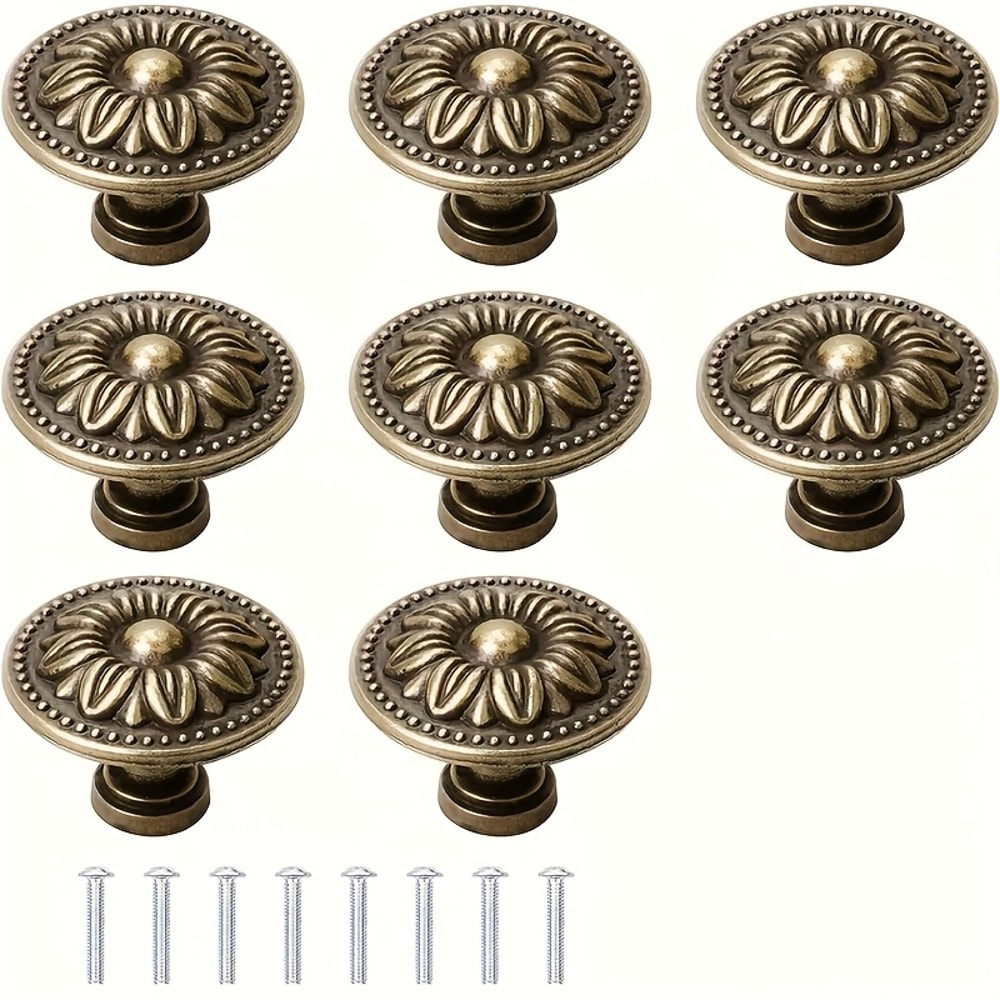 Vintage Engraved Cabinet Handles Set With Screws 0