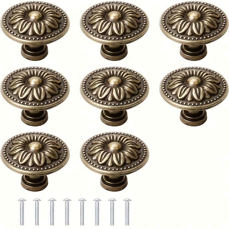 Vintage Engraved Cabinet Handles Set With Screws 0