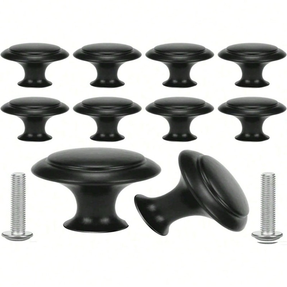 Matte Black Cabinet Knobs Round Drawer Pulls 1