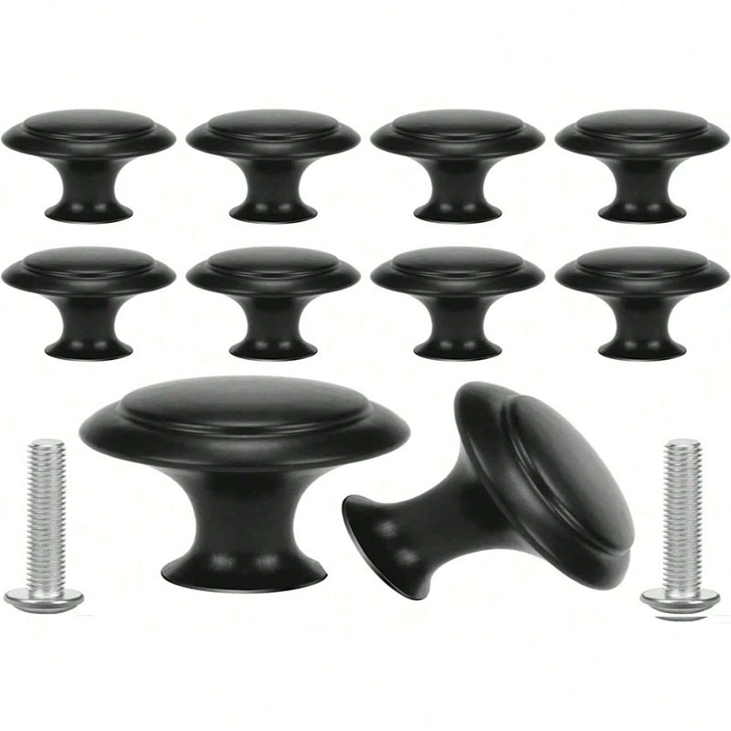 Matte Black Cabinet Knobs Round Drawer Pulls 1