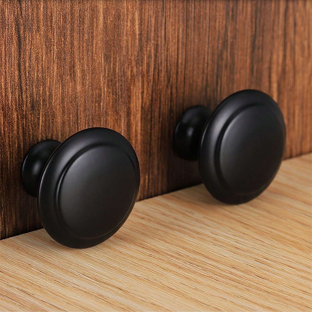 Matte Black Cabinet Knobs Round Drawer Pulls 2