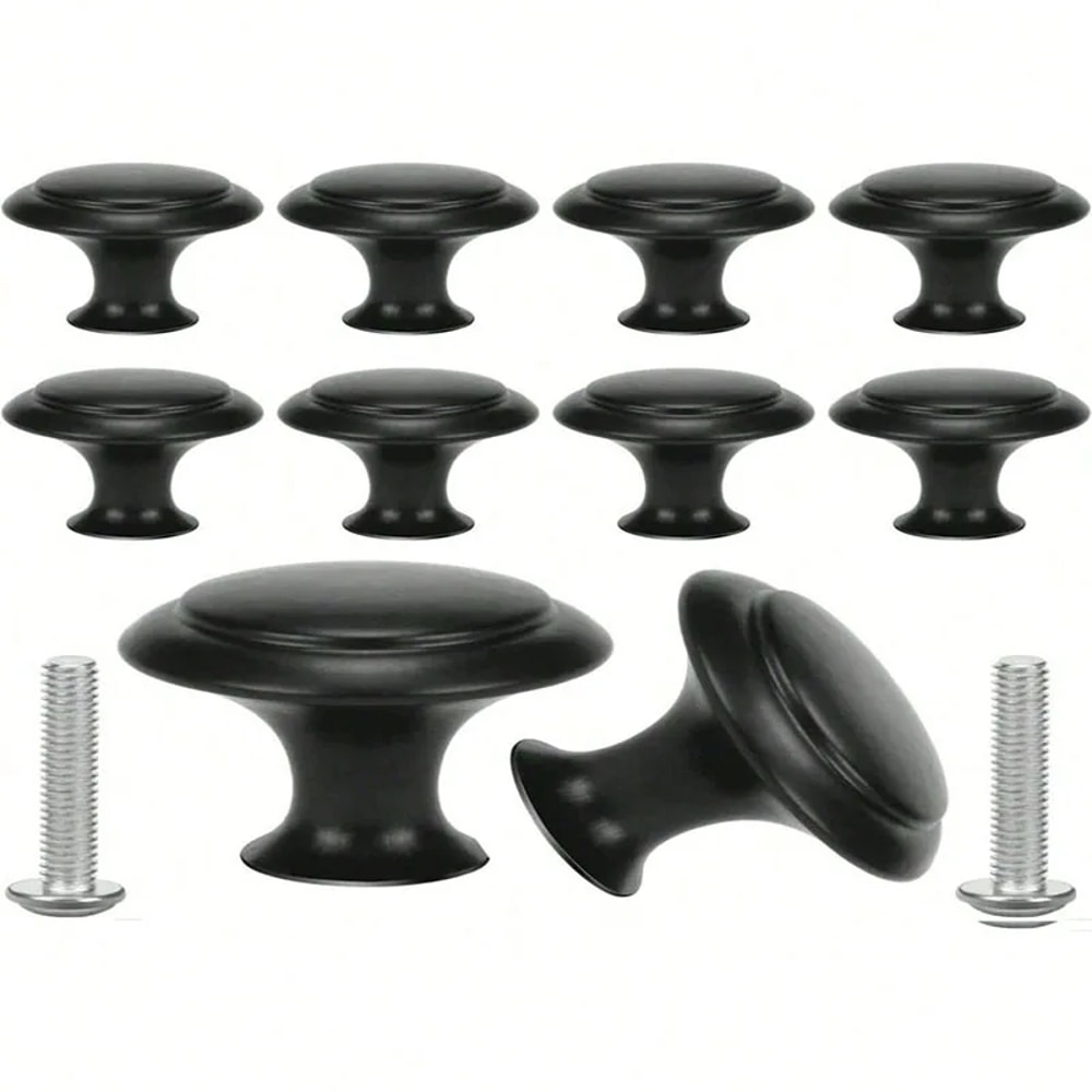 Matte Black Cabinet Knobs Round Drawer Pulls 5