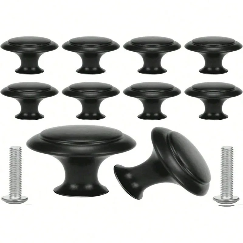 Matte Black Cabinet Knobs Round Drawer Pulls 5