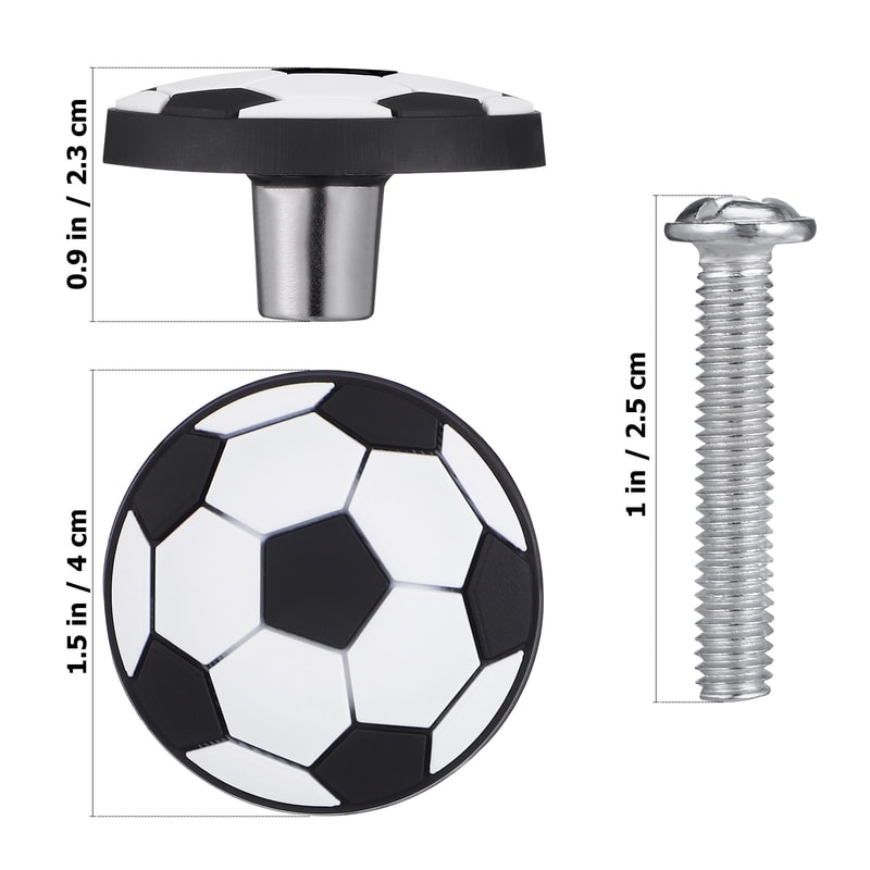 Soccer Ball Drawer Knobs Soft Rubber Kids Cabinet Handles 3