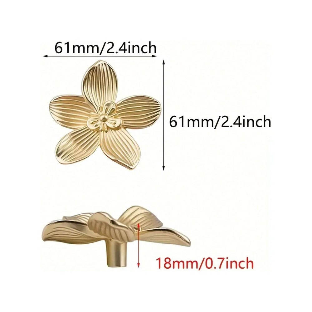 Golden Flower Cabinet Knobs Petal Drawer Pulls For Dressers And Wardrobes 4