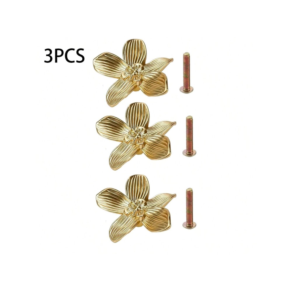 Golden Flower Cabinet Knobs Petal Drawer Pulls For Dressers And Wardrobes 8