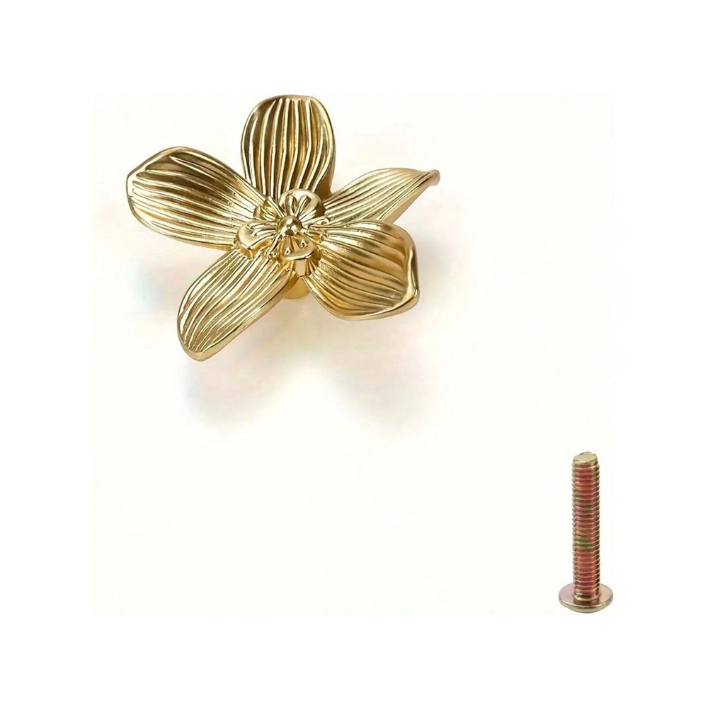 Golden Flower Cabinet Knobs Petal Drawer Pulls For Dressers And Wardrobes 6