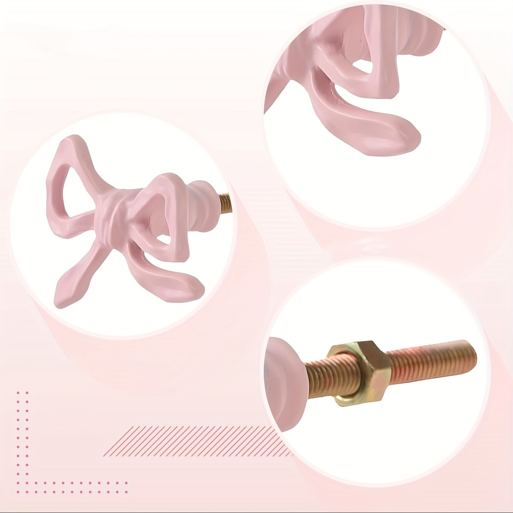 Pink Bow Metal Drawer Knobs For Cabinets And Dressers 2