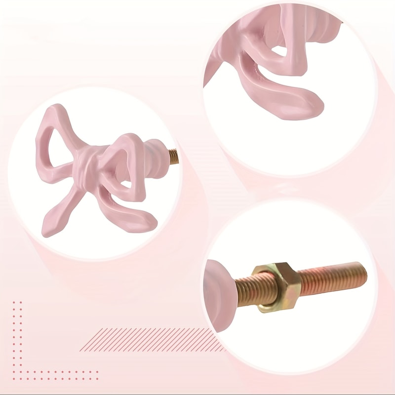 Pink Bow Metal Drawer Knobs For Cabinets And Dressers 2