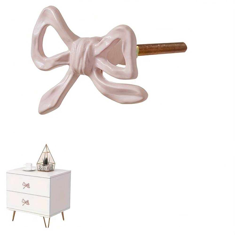 Pink Bow Metal Drawer Knobs For Cabinets And Dressers 0