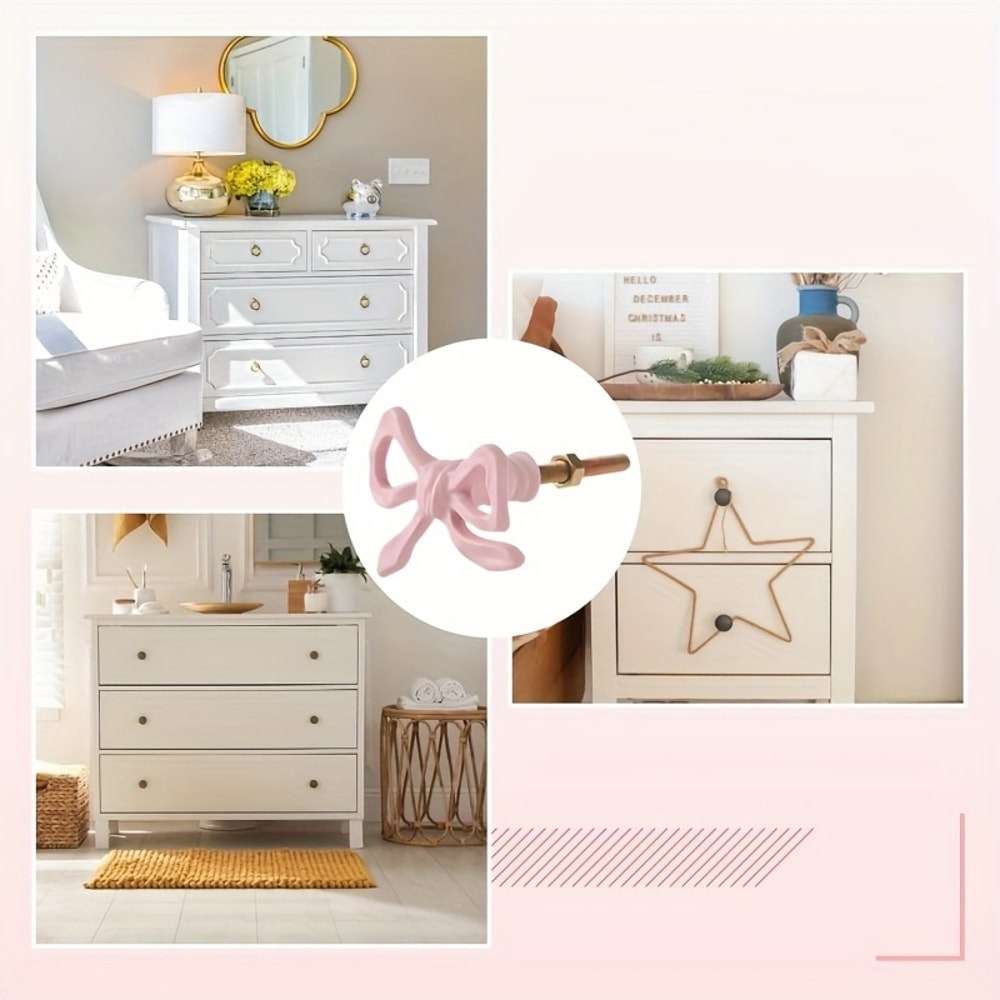 Pink Bow Metal Drawer Knobs For Cabinets And Dressers 5