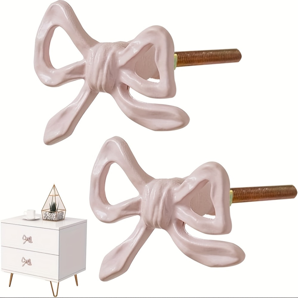 Pink Bow Metal Drawer Knobs For Cabinets And Dressers 6