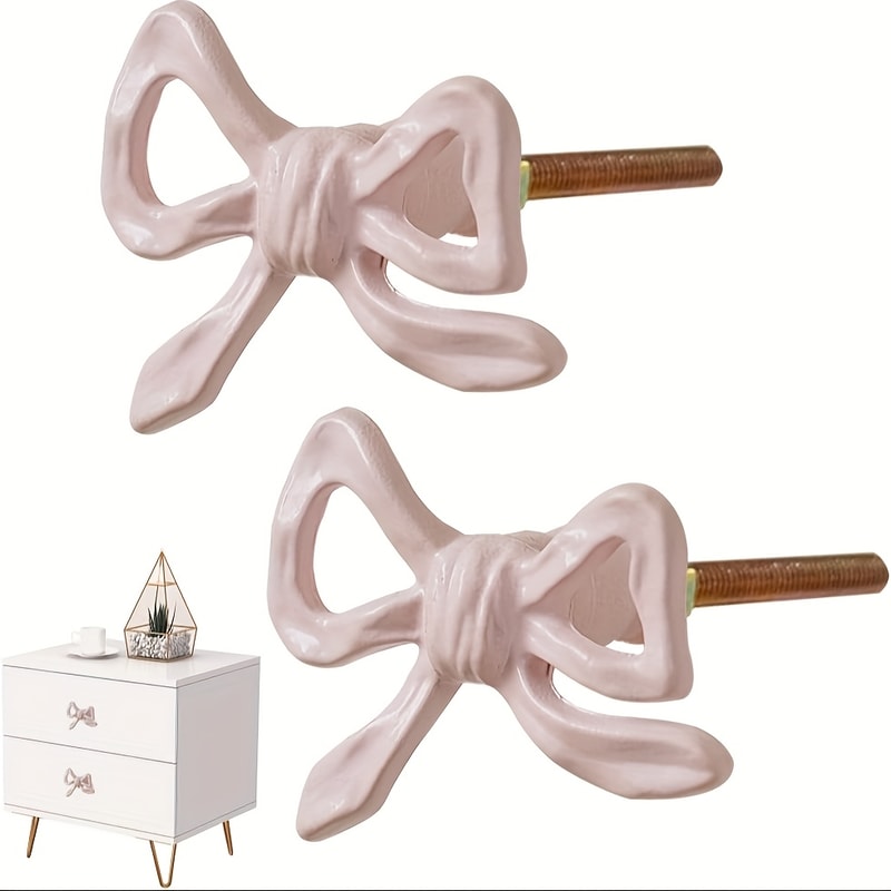 Pink Bow Metal Drawer Knobs For Cabinets And Dressers 6