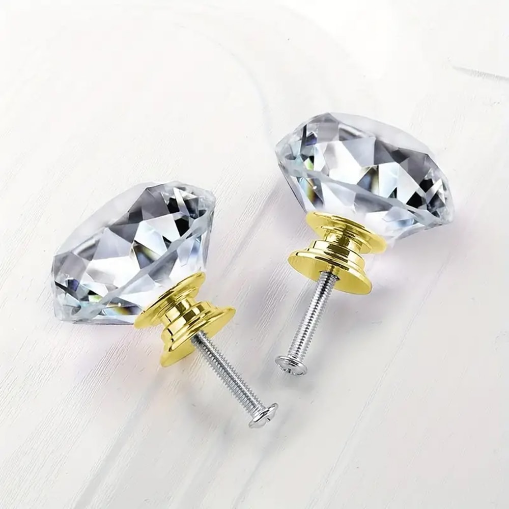 Crystal Glass Cabinet Knobs Diamond Drawer Handles 1