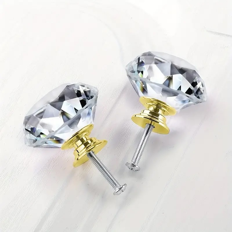 Crystal Glass Cabinet Knobs Diamond Drawer Handles 1