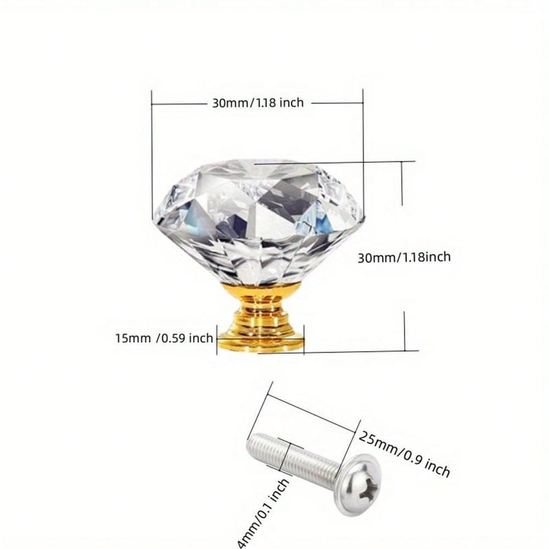 Crystal Glass Cabinet Knobs Diamond Drawer Handles 2